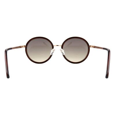 H10346(2) Unisex Scratch Resistant dark brown/amber tortoise with gold metal accents Hybrid Full Rim Round Vintage Sunglasses Eyewear