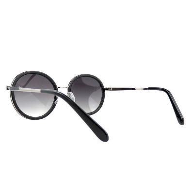 H10346(7) Unisex UV400 Protection dark brown/amber tortoise with gold metal accents Hybrid Full Rim Round Vintage Sunglasses Eyewear