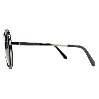 H10346(7) Unisex UV400 Protection dark brown/amber tortoise with gold metal accents Hybrid Full Rim Round Vintage Sunglasses Eyewear