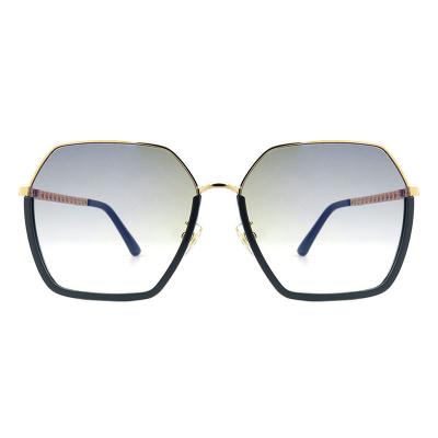 H10326(8) Women's Hand Polished gold Hybrid Semi Rimless Geometric Modern Sunglasses Eyewear
