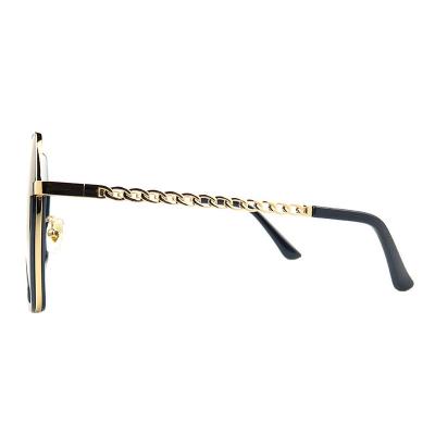 H10326(8) Women's Hand Polished gold Hybrid Semi Rimless Geometric Modern Sunglasses Eyewear