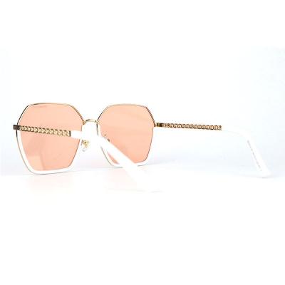 H10326(1) Women's Durable gold Hybrid Semi Rimless Geometric Modern Sunglasses Eyewear