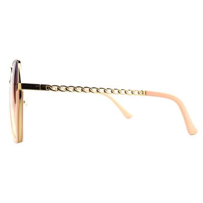 H10326(2) Women's Spring Hinge gold Hybrid Semi Rimless Geometric Modern Sunglasses Eyewear