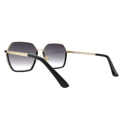 H10326(7) Women's Spring Hinge gold Hybrid Semi Rimless Geometric Modern Sunglasses Eyewear
