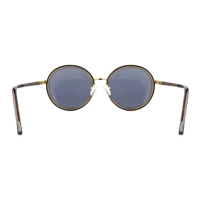 H10346(3) Unisex Premium Quality dark brown/amber tortoise with gold metal accents Hybrid Full Rim Round Vintage Sunglasses Eyewear