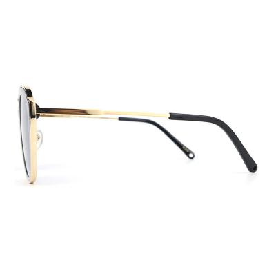 H10333(1) Unisex Polarized black with gold trim Hybrid Full Rim Geometric Luxury Sunglasses Eyewear