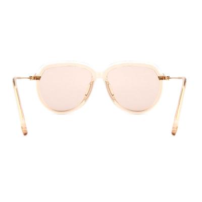 H10329(2) Women's Hand Polished transparent/clear with gold accents Hybrid Full Rim Square Luxury Sunglasses Eyewear