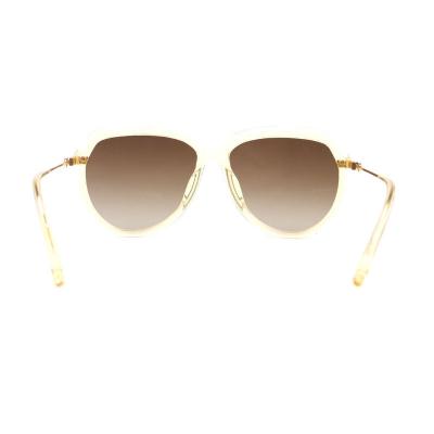 H10329(1) Women's Scratch Resistant transparent/clear with gold accents Hybrid Full Rim Square Luxury Sunglasses Eyewear