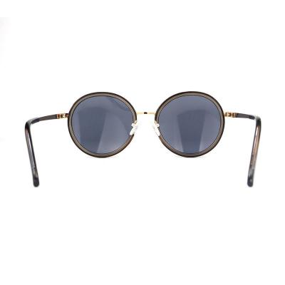 H10346(1) Unisex Polarized dark brown/amber tortoise with gold metal accents Hybrid Full Rim Round Vintage Sunglasses Eyewear