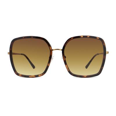 H10324(2) Women's Spring Hinge black with gold accents Hybrid Full Rim Geometric Luxury Sunglasses Eyewear