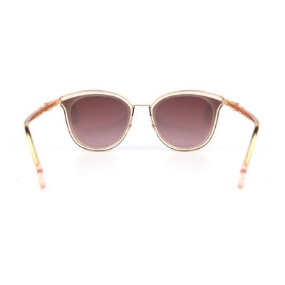 H10331(1) Women's Hand Polished clear champagne with gold metal Hybrid Full Rim Cat Eye Modern Sunglasses Eyewear