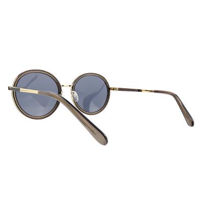 H10346(3) Unisex Premium Quality dark brown/amber tortoise with gold metal accents Hybrid Full Rim Round Vintage Sunglasses Eyewear