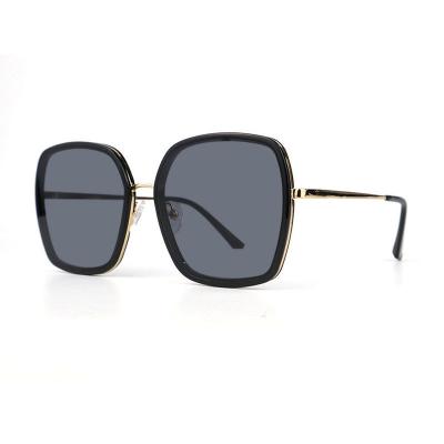 H10324(1) Women's Scratch Resistant black with gold accents Hybrid Full Rim Geometric Luxury Sunglasses Eyewear