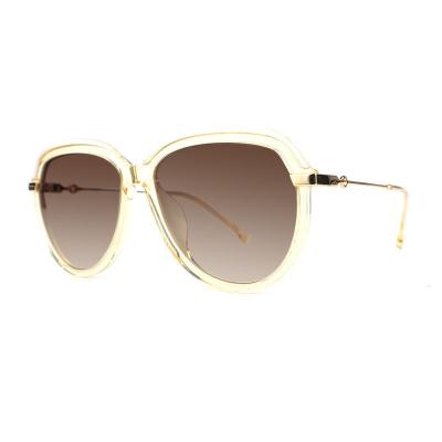 H10329(1) Women's Scratch Resistant transparent/clear with gold accents Hybrid Full Rim Square Luxury Sunglasses Eyewear