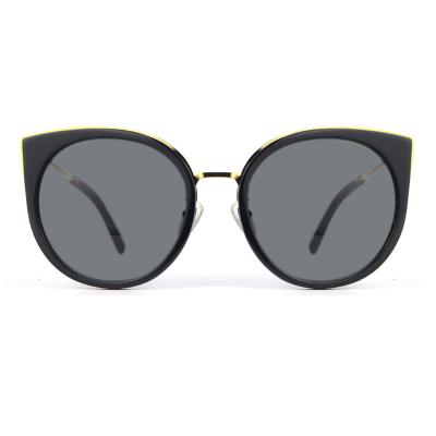 H10332(1) Women's Polarized black with gold accents Hybrid Full Rim Cat Eye Modern Sunglasses Eyewear