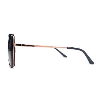 H10348(1) Women's UV400 Protection black with rose gold accents Hybrid Full Rim Square Modern Sunglasses Eyewear