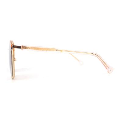 H10331(1) Women's Hand Polished clear champagne with gold metal Hybrid Full Rim Cat Eye Modern Sunglasses Eyewear