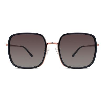 H10348(1) Women's UV400 Protection black with rose gold accents Hybrid Full Rim Square Modern Sunglasses Eyewear