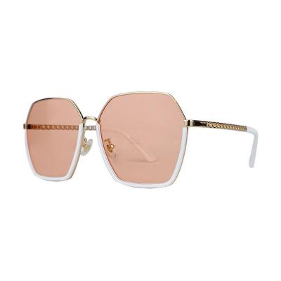 H10326(1) Women's Durable gold Hybrid Semi Rimless Geometric Modern Sunglasses Eyewear