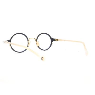 H10334(1) Unisex Spring Hinge black/gold two-tone Hybrid Full Rim Round Vintage Sunglasses Eyewear