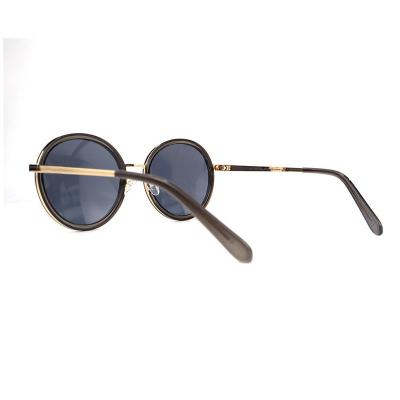 H10346(1) Unisex Polarized dark brown/amber tortoise with gold metal accents Hybrid Full Rim Round Vintage Sunglasses Eyewear