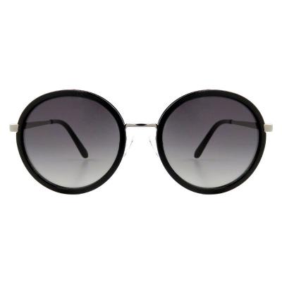 H10346(7) Unisex UV400 Protection dark brown/amber tortoise with gold metal accents Hybrid Full Rim Round Vintage Sunglasses Eyewear