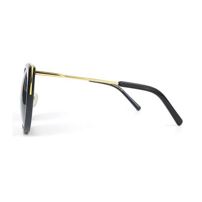 H10332(1) Women's Polarized black with gold accents Hybrid Full Rim Cat Eye Modern Sunglasses Eyewear