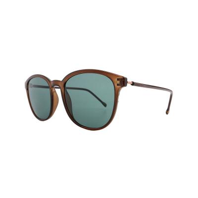 H10358(1) Unisex Durable amber brown/tortoiseshell Hybrid Full Rim Round Modern Sunglasses Eyewear