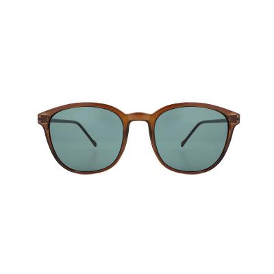H10358(1) Unisex Durable amber brown/tortoiseshell Hybrid Full Rim Round Modern Sunglasses Eyewear