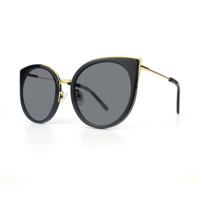 H10332(1) Women's Polarized black with gold accents Hybrid Full Rim Cat Eye Modern Sunglasses Eyewear