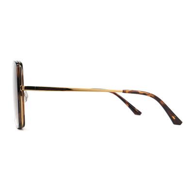 H10324(2) Women's Spring Hinge black with gold accents Hybrid Full Rim Geometric Luxury Sunglasses Eyewear