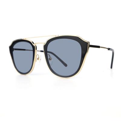 H10333(1) Unisex Polarized black with gold trim Hybrid Full Rim Geometric Luxury Sunglasses Eyewear