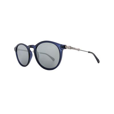 H10360(1) Unisex Hand Polished navy blue Hybrid Full Rim Round Modern Sunglasses Eyewear