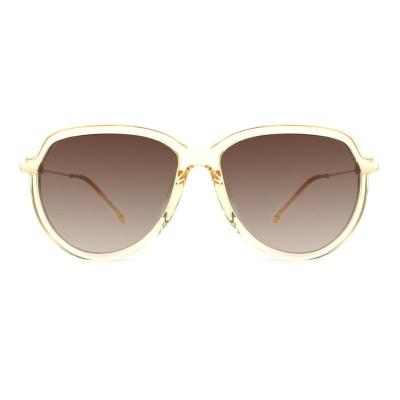 H10329(1) Women's Scratch Resistant transparent/clear with gold accents Hybrid Full Rim Square Luxury Sunglasses Eyewear