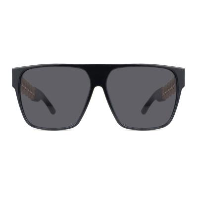 H10328(1) Unisex Hand Polished black Hybrid Full Rim Square Modern Sunglasses Eyewear