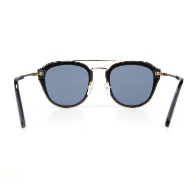 H10333(1) Unisex Polarized black with gold trim Hybrid Full Rim Geometric Luxury Sunglasses Eyewear