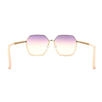 H10326(5) Women's Scratch Resistant gold Hybrid Semi Rimless Geometric Modern Sunglasses Eyewear