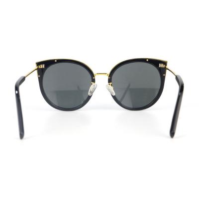 H10332(1) Women's Polarized black with gold accents Hybrid Full Rim Cat Eye Modern Sunglasses Eyewear