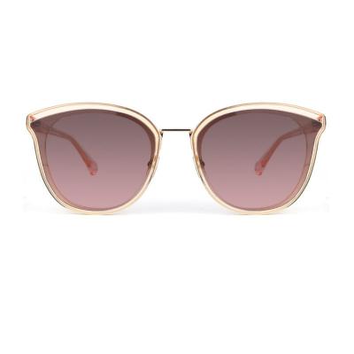 H10331(1) Women's Hand Polished clear champagne with gold metal Hybrid Full Rim Cat Eye Modern Sunglasses Eyewear
