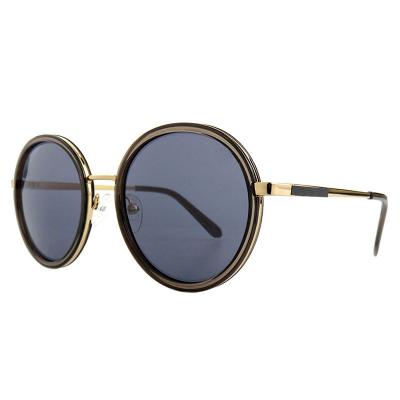 H10346(3) Unisex Premium Quality dark brown/amber tortoise with gold metal accents Hybrid Full Rim Round Vintage Sunglasses Eyewear