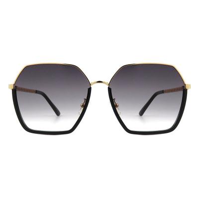 H10326(7) Women's Spring Hinge gold Hybrid Semi Rimless Geometric Modern Sunglasses Eyewear