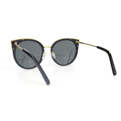H10332(1) Women's Polarized black with gold accents Hybrid Full Rim Cat Eye Modern Sunglasses Eyewear