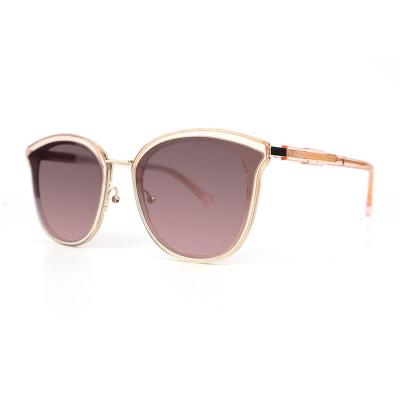 H10331(1) Women's Hand Polished clear champagne with gold metal Hybrid Full Rim Cat Eye Modern Sunglasses Eyewear