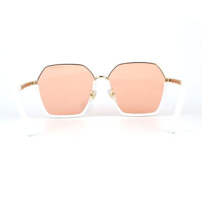 H10326(1) Women's Durable gold Hybrid Semi Rimless Geometric Modern Sunglasses Eyewear