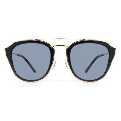 H10333(1) Unisex Polarized black with gold trim Hybrid Full Rim Geometric Luxury Sunglasses Eyewear