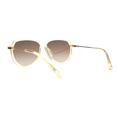 H10329(1) Women's Scratch Resistant transparent/clear with gold accents Hybrid Full Rim Square Luxury Sunglasses Eyewear