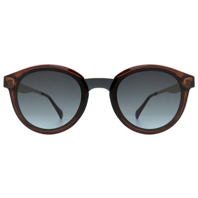 H10378(3) Unisex Durable charcoal gray/smoke Hybrid Full Rim Round Modern Sunglasses Eyewear