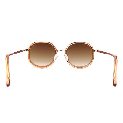 H10387(1) Women's Durable rose gold with brown Hybrid Full Rim Round Luxury Sunglasses Eyewear