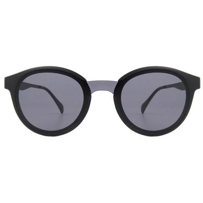 H10378(2) Unisex Lightweight charcoal gray/smoke Hybrid Full Rim Round Modern Sunglasses Eyewear