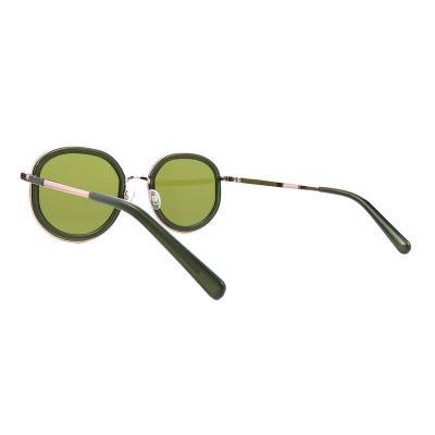 H10387(2) Women's Polarized rose gold with brown Hybrid Full Rim Round Luxury Sunglasses Eyewear